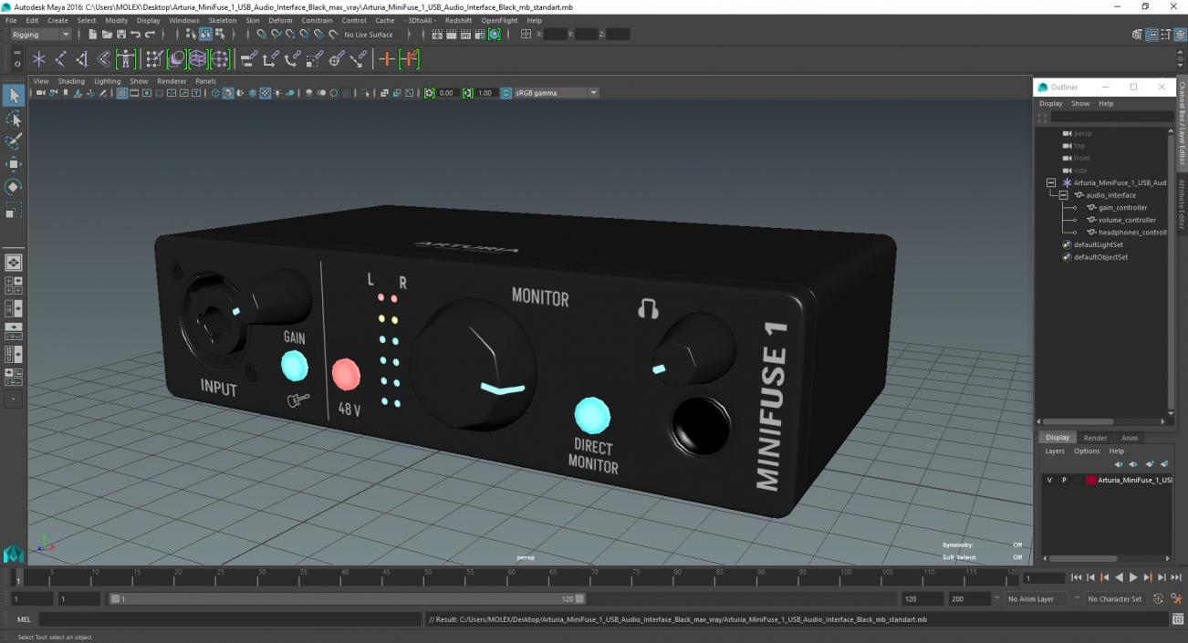 Arturia MiniFuse 1 USB Audio Interface Black 3D model