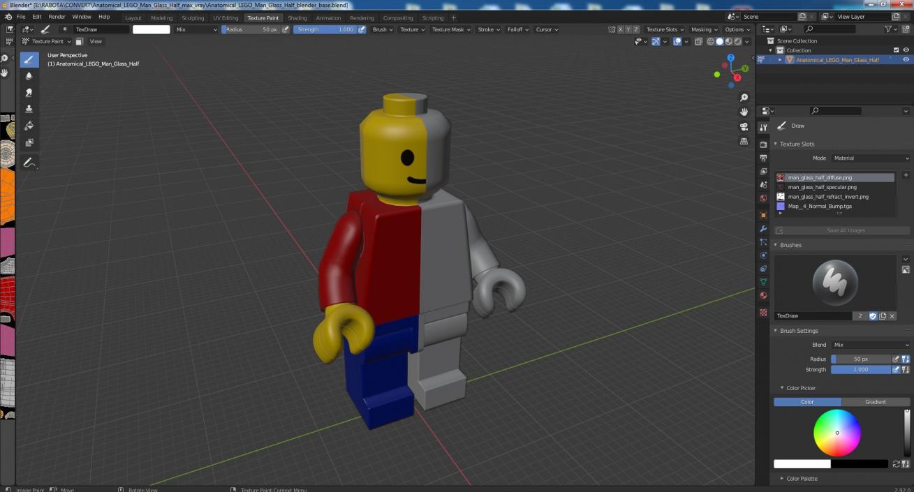 3D model Anatomical LEGO Man Glass Half