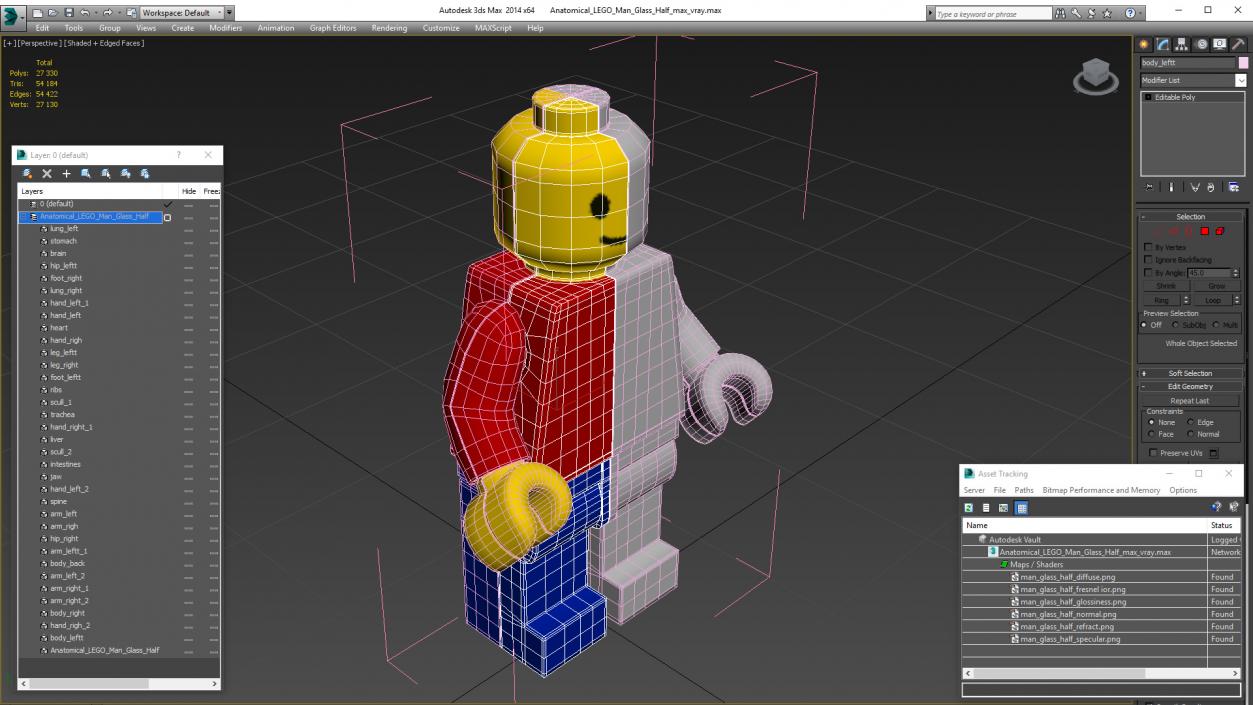 3D model Anatomical LEGO Man Glass Half