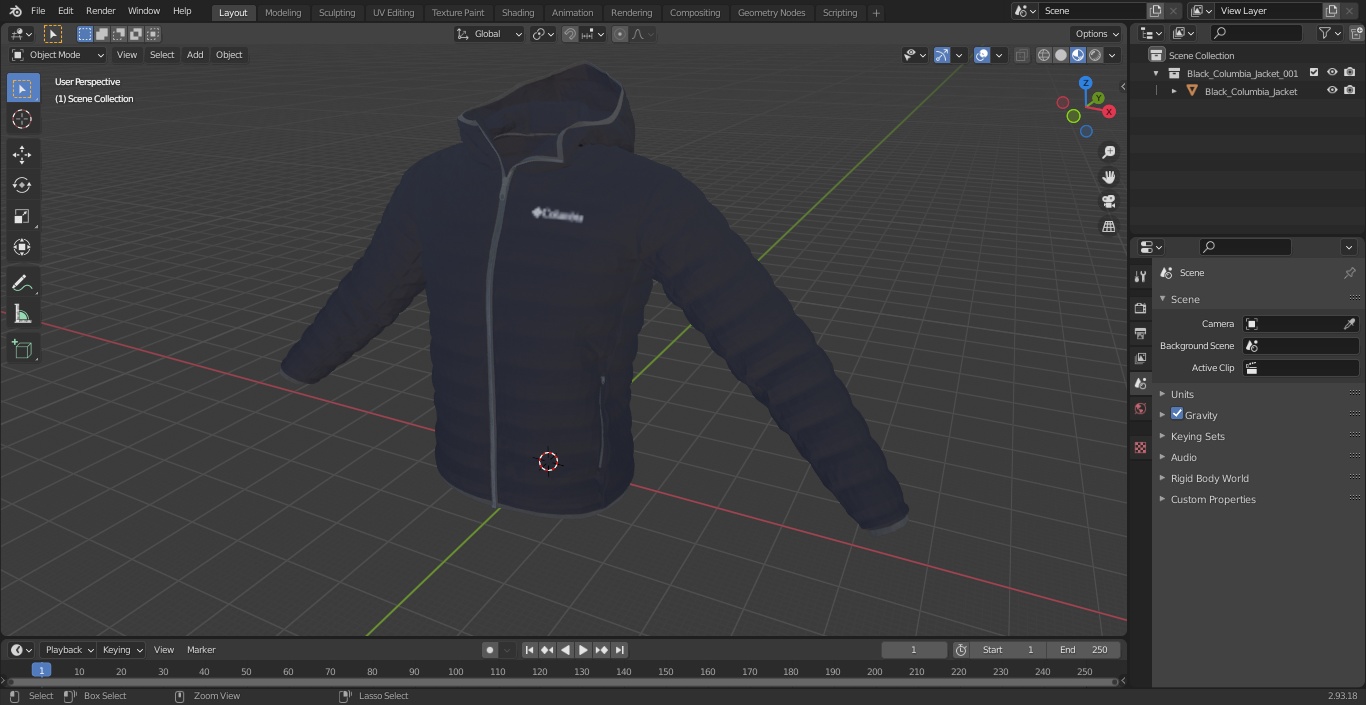 3D Black Columbia Jacket