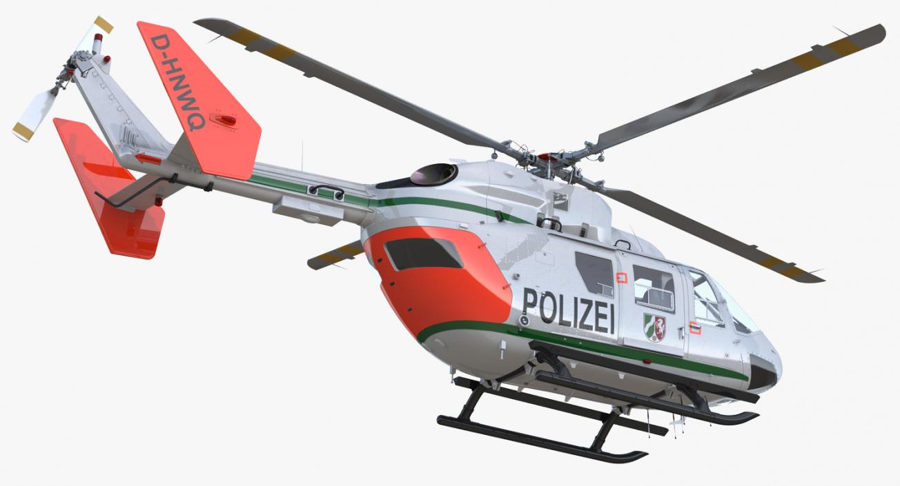 3D model Kawasaki BK 117 German Police Helicopter