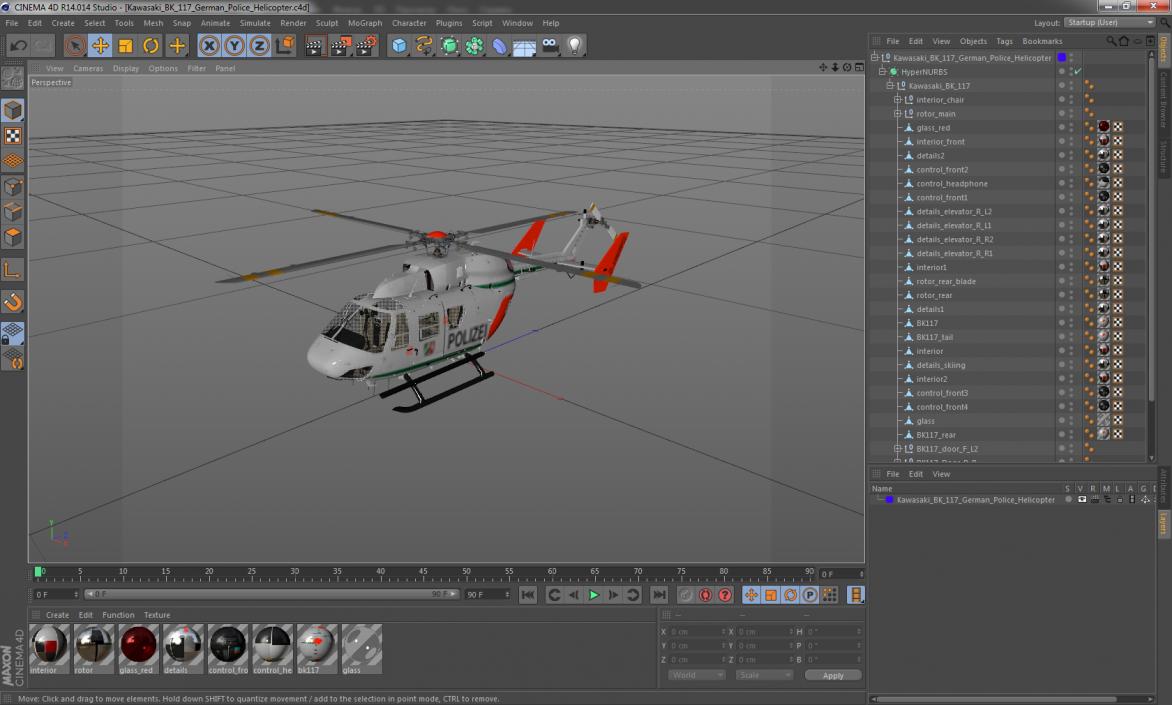 3D model Kawasaki BK 117 German Police Helicopter