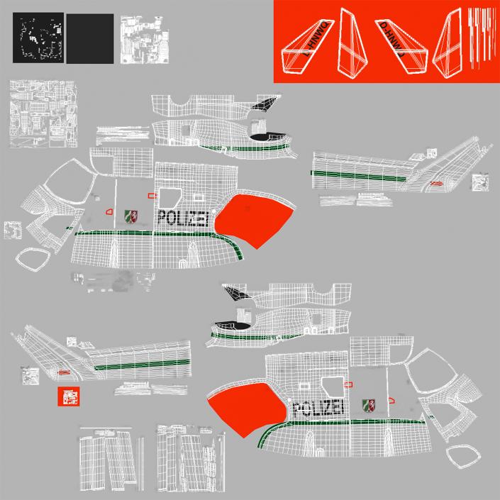 3D model Kawasaki BK 117 German Police Helicopter