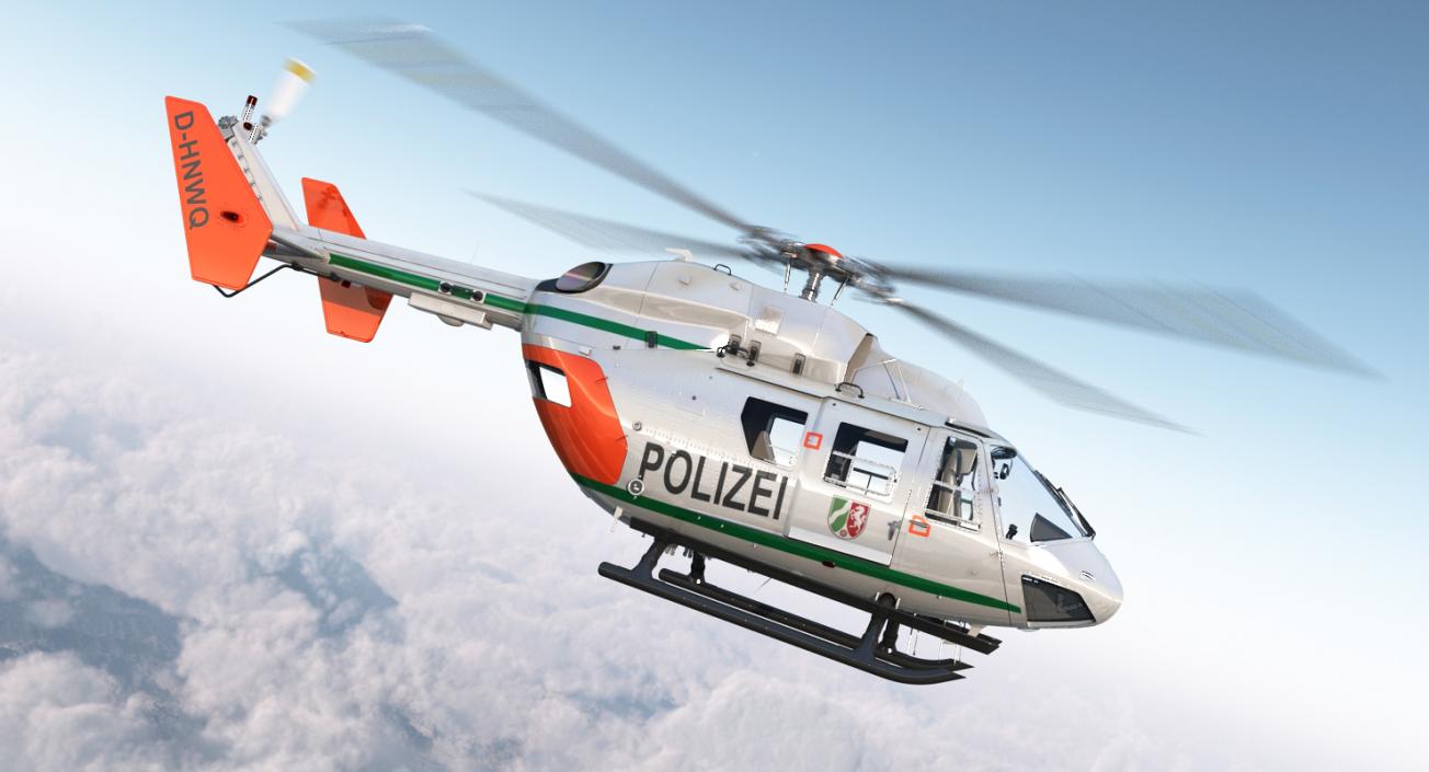 3D model Kawasaki BK 117 German Police Helicopter