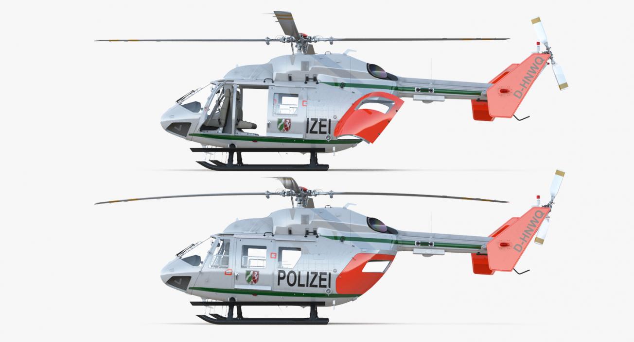 3D model Kawasaki BK 117 German Police Helicopter