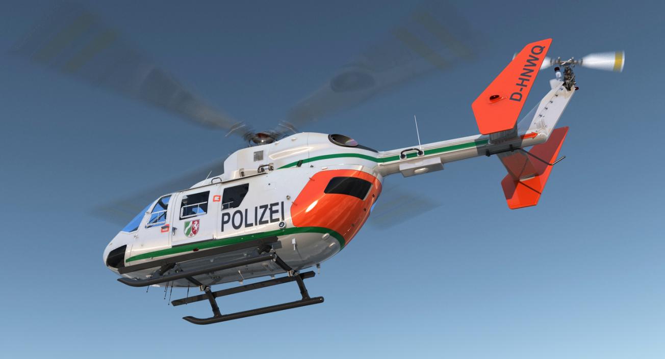 3D model Kawasaki BK 117 German Police Helicopter