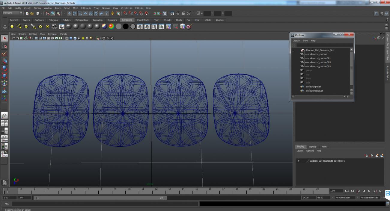 Cushion Cut Diamonds Set 3D model