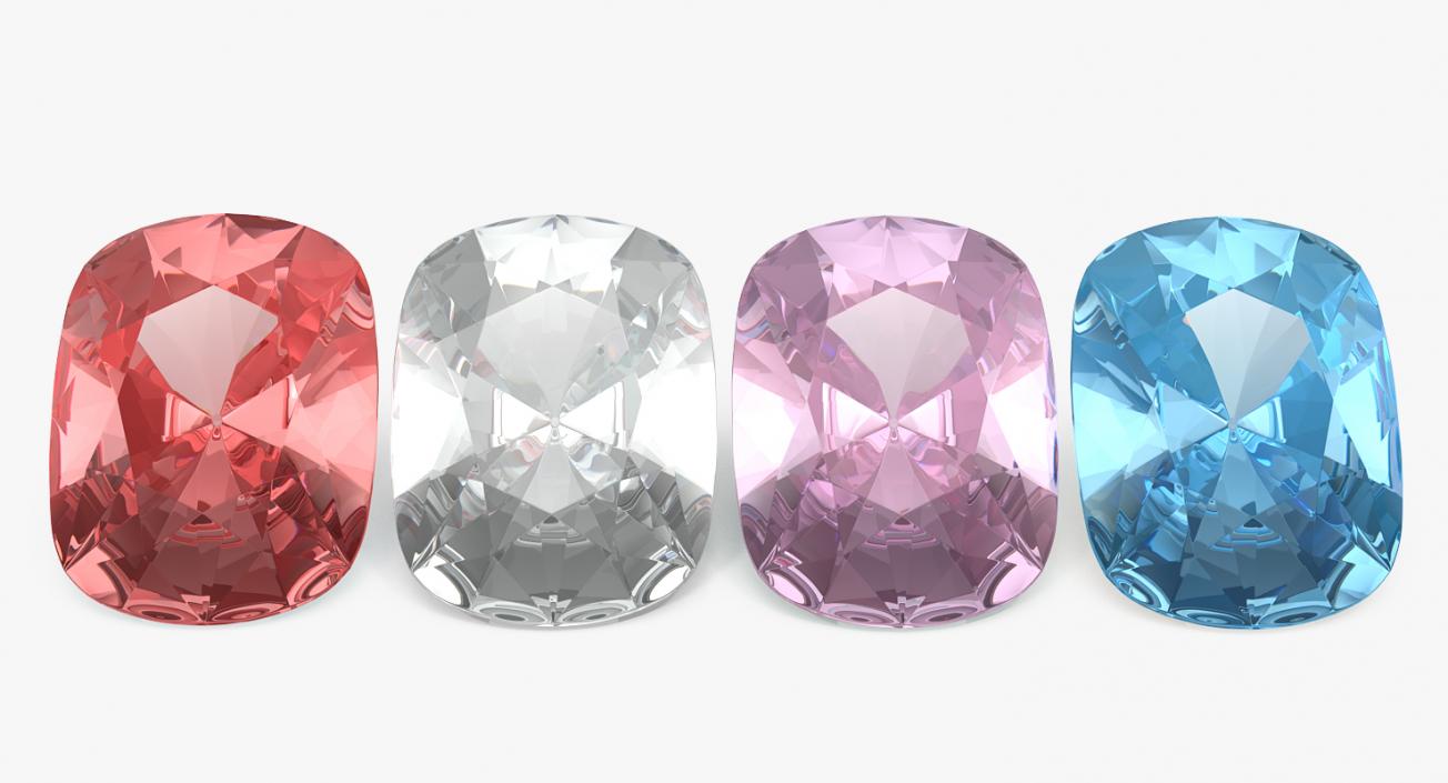 Cushion Cut Diamonds Set 3D model