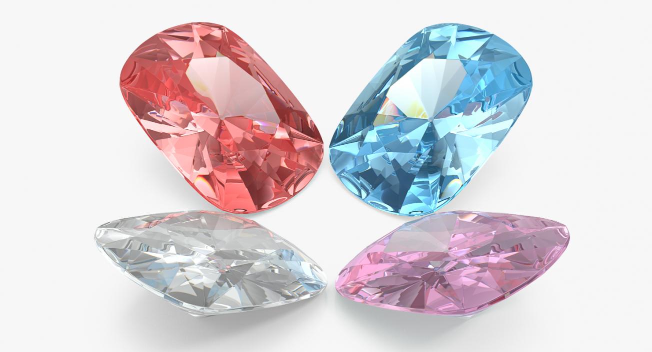 Cushion Cut Diamonds Set 3D model