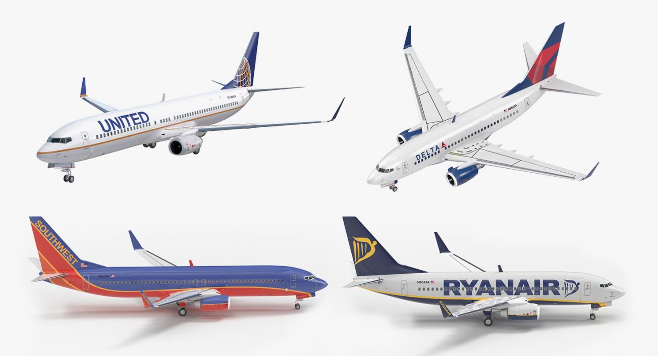 3D Boeing 737 Rigged Collection model