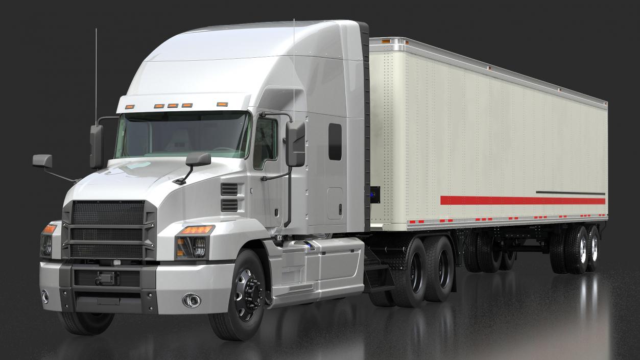 Semi Truck with Trailer Generic Simple Interior 3D