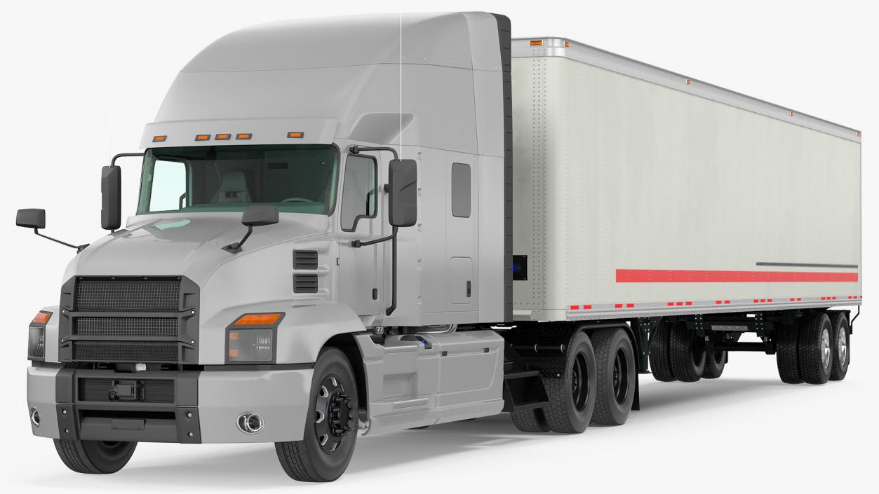 Semi Truck with Trailer Generic Simple Interior 3D