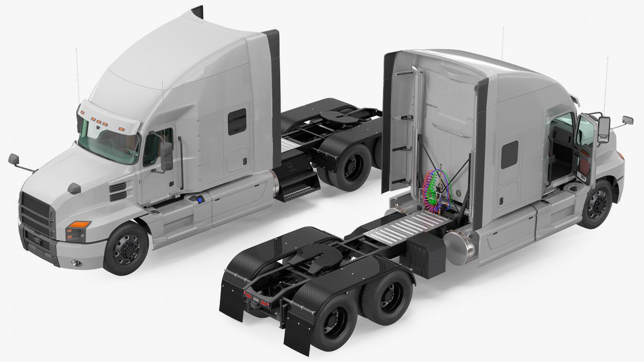 Semi Truck with Trailer Generic Simple Interior 3D