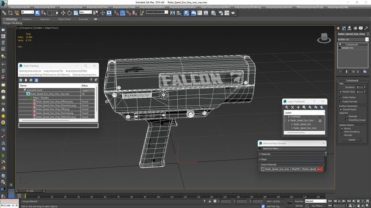 3D model Radar Speed Gun Gray