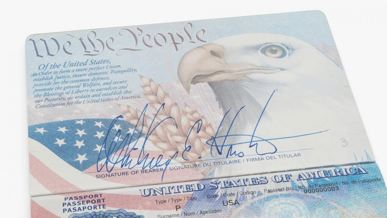 USA Passport Open Page 3D