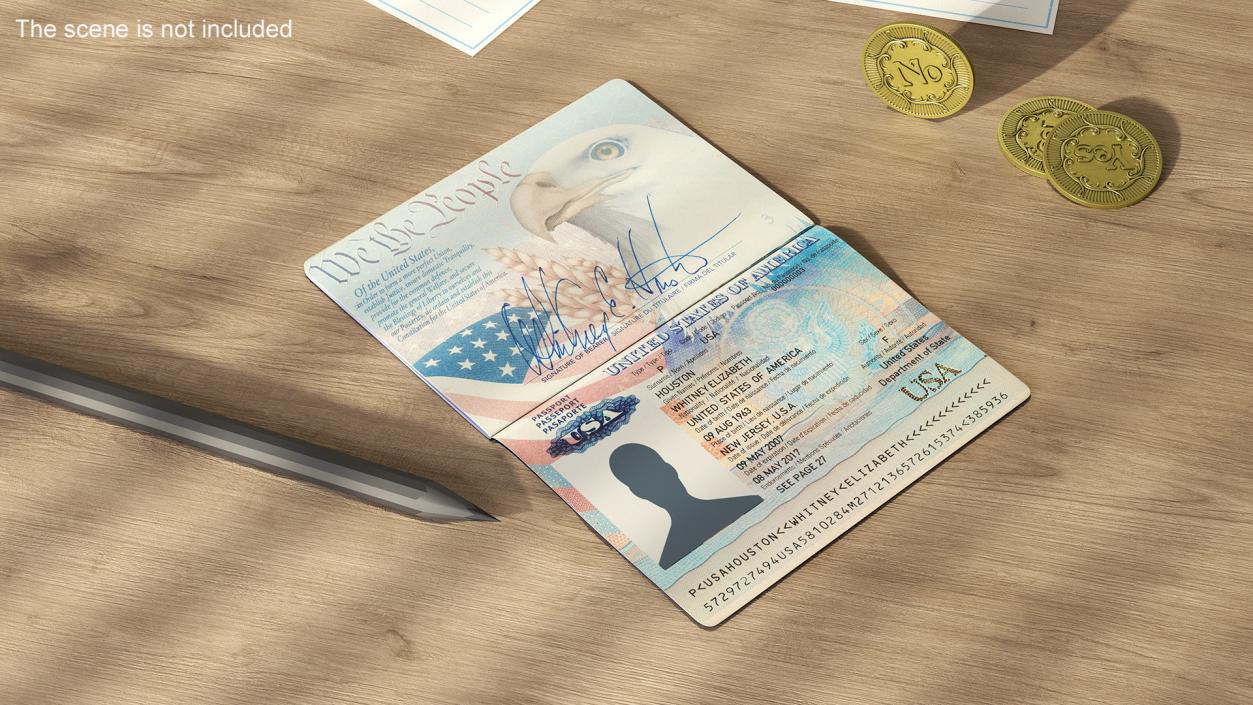 USA Passport Open Page 3D