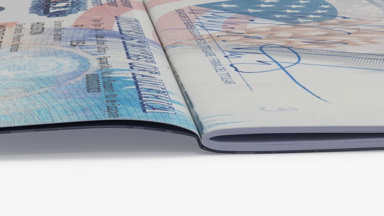 USA Passport Open Page 3D