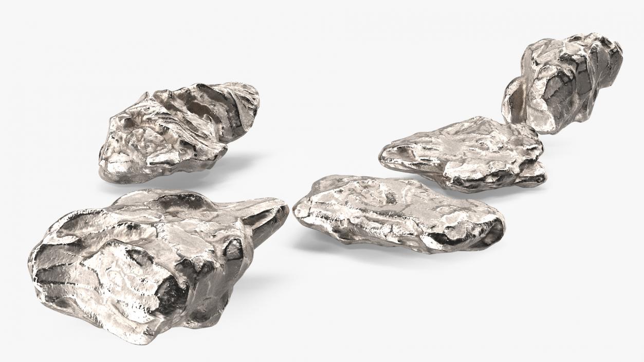 3D Silver Natural Minerals Small Stones