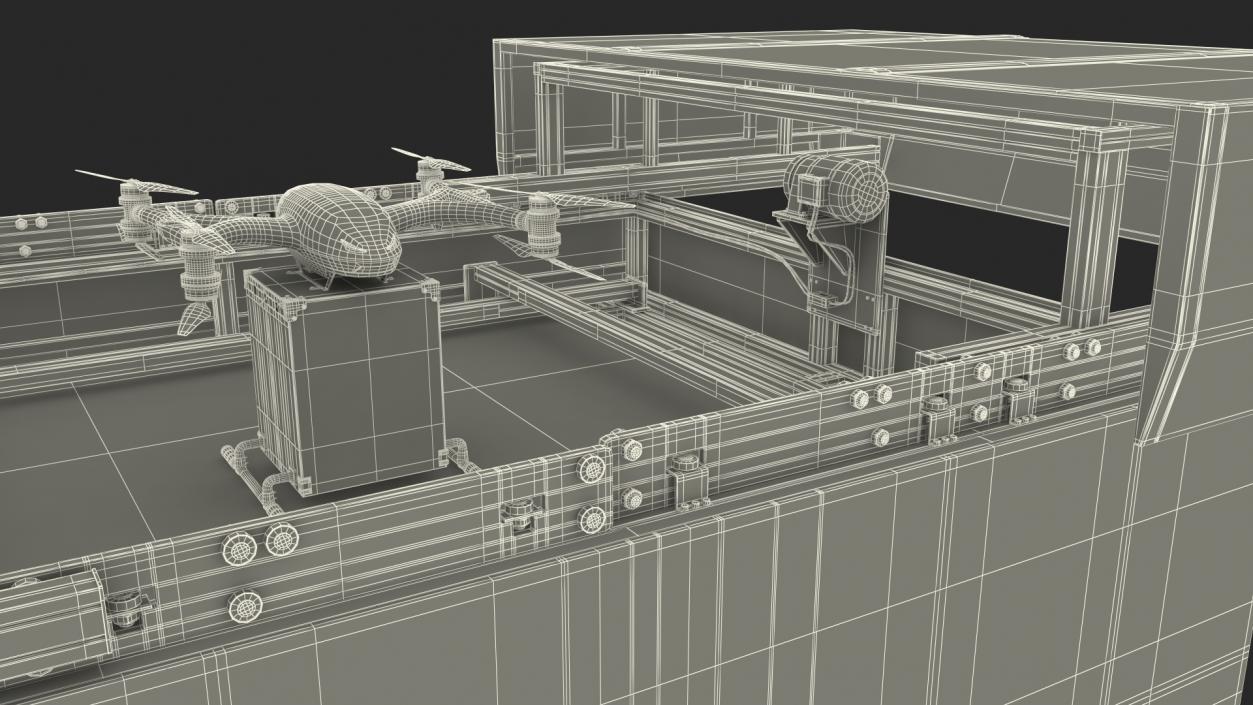 3D model Delivery Drone Station with Quadcopter Rigged