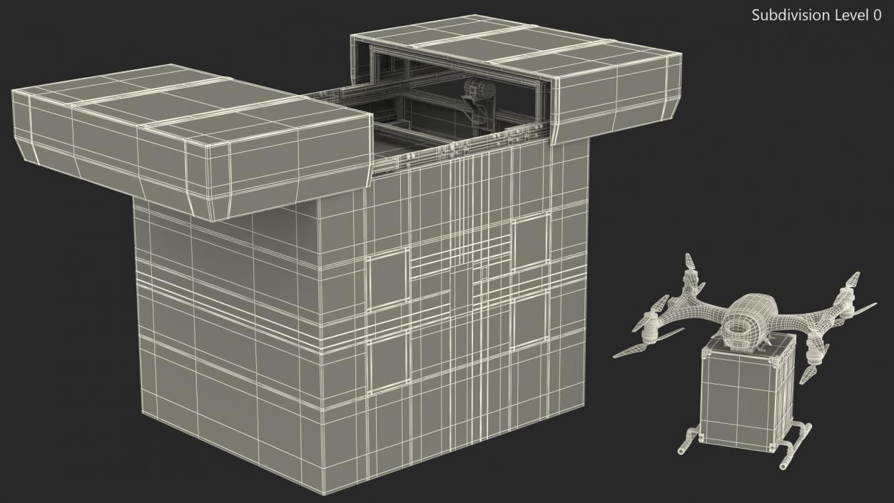 3D model Delivery Drone Station with Quadcopter Rigged