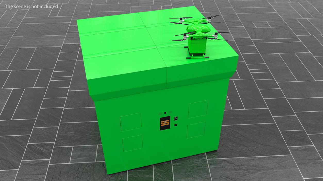 3D model Delivery Drone Station with Quadcopter Rigged