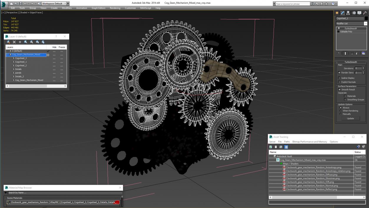 3D model Cog Gears Mechanism Mixed