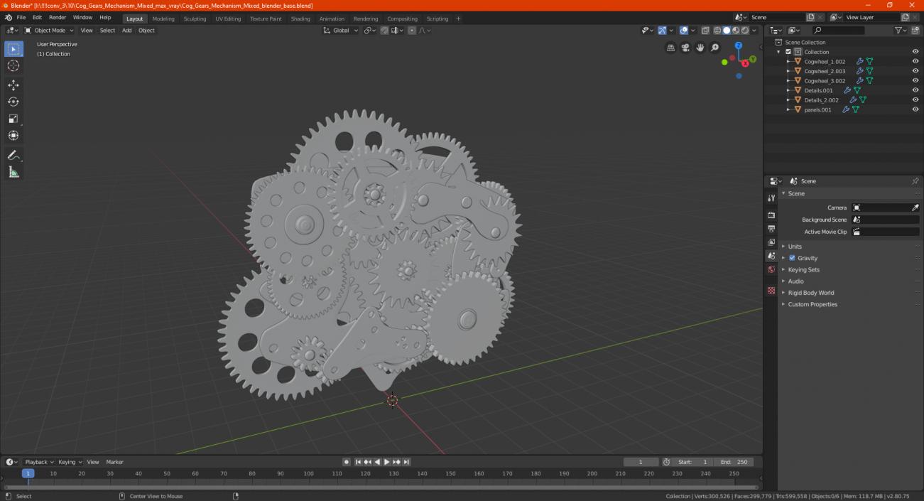 3D model Cog Gears Mechanism Mixed