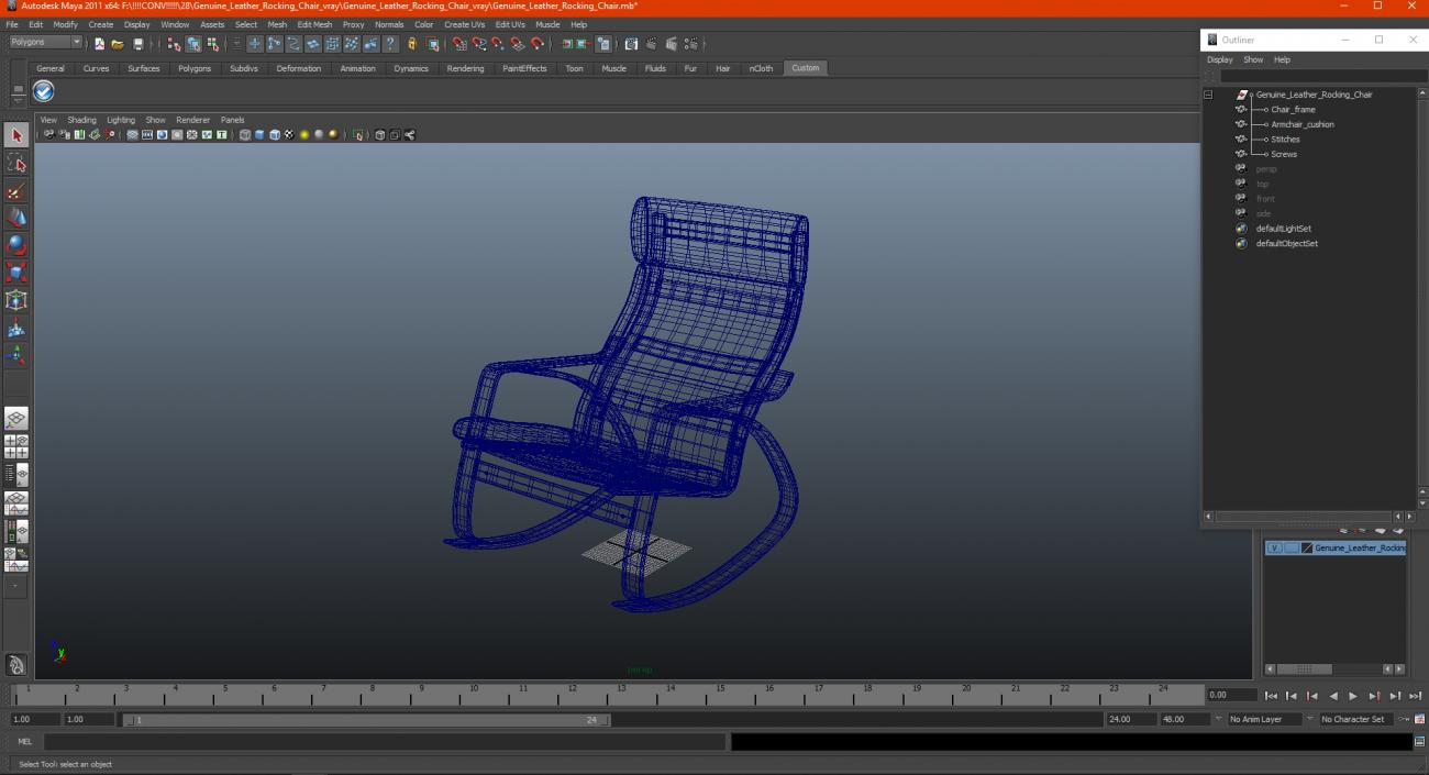 Genuine Leather Rocking Chair 3D model