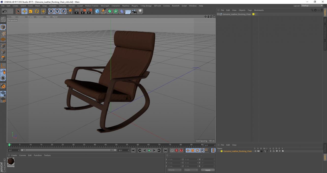 Genuine Leather Rocking Chair 3D model