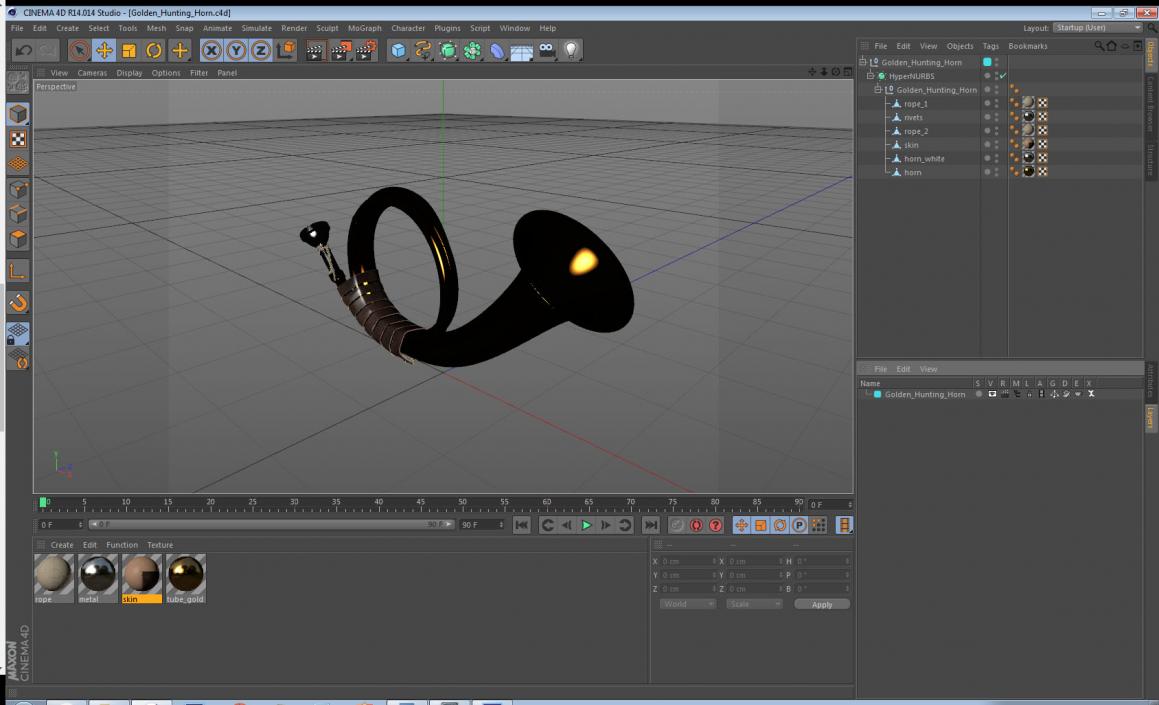 Golden Hunting Horn 3D model