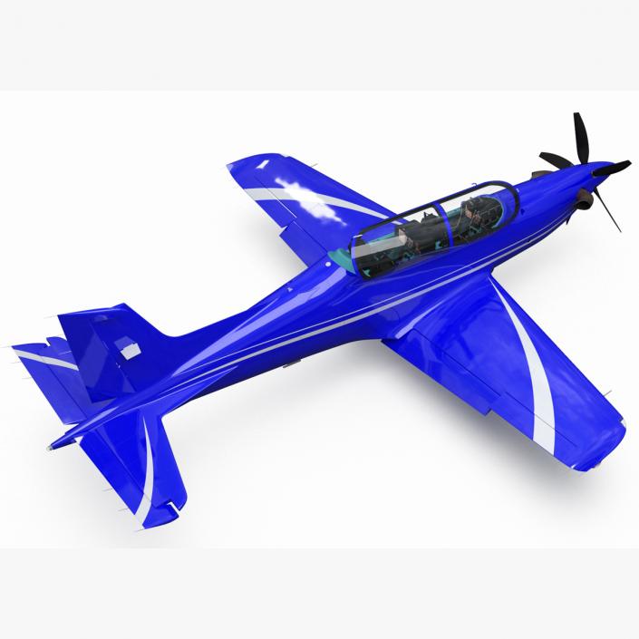 3D Training Aircraft Blue Rigged for Maya model