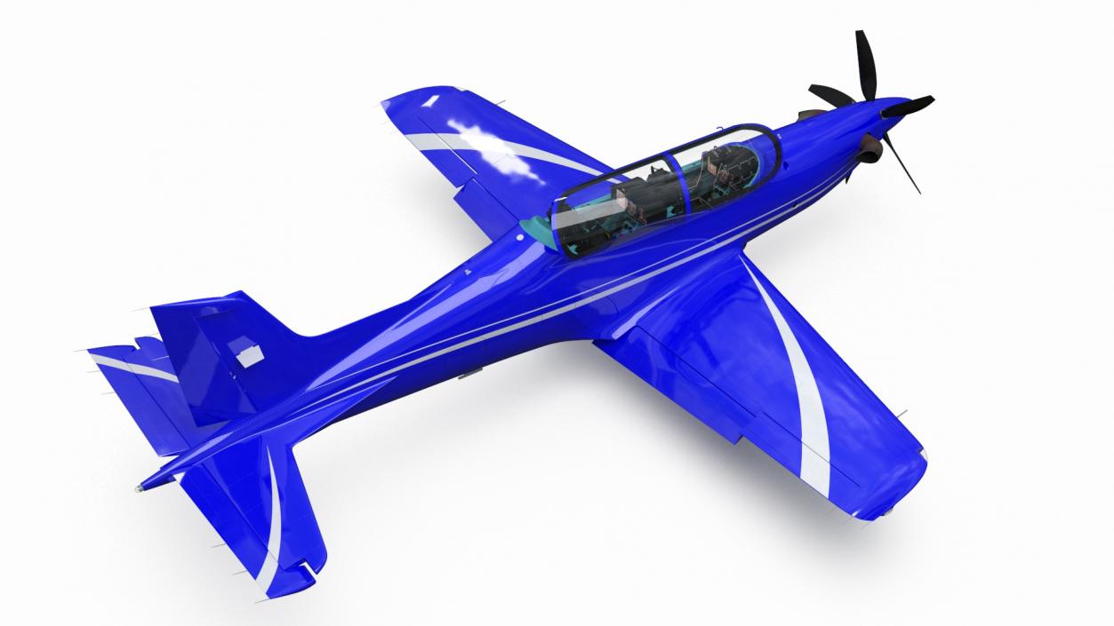 3D Training Aircraft Blue Rigged for Maya model