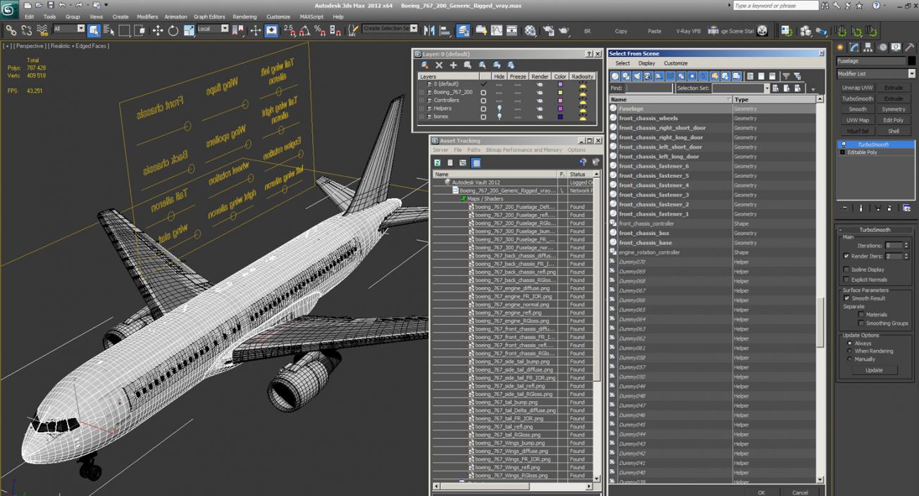 Boeing 767-200 Generic Rigged 3D model