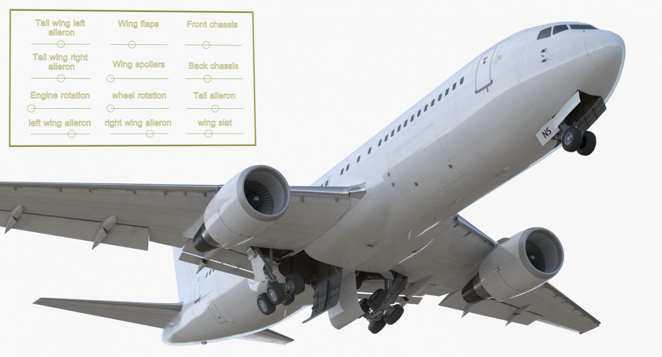 Boeing 767-200 Generic Rigged 3D model