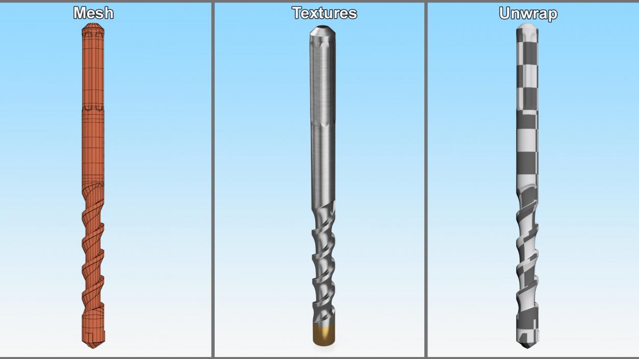 3D Drill Bit 2 Cutter model