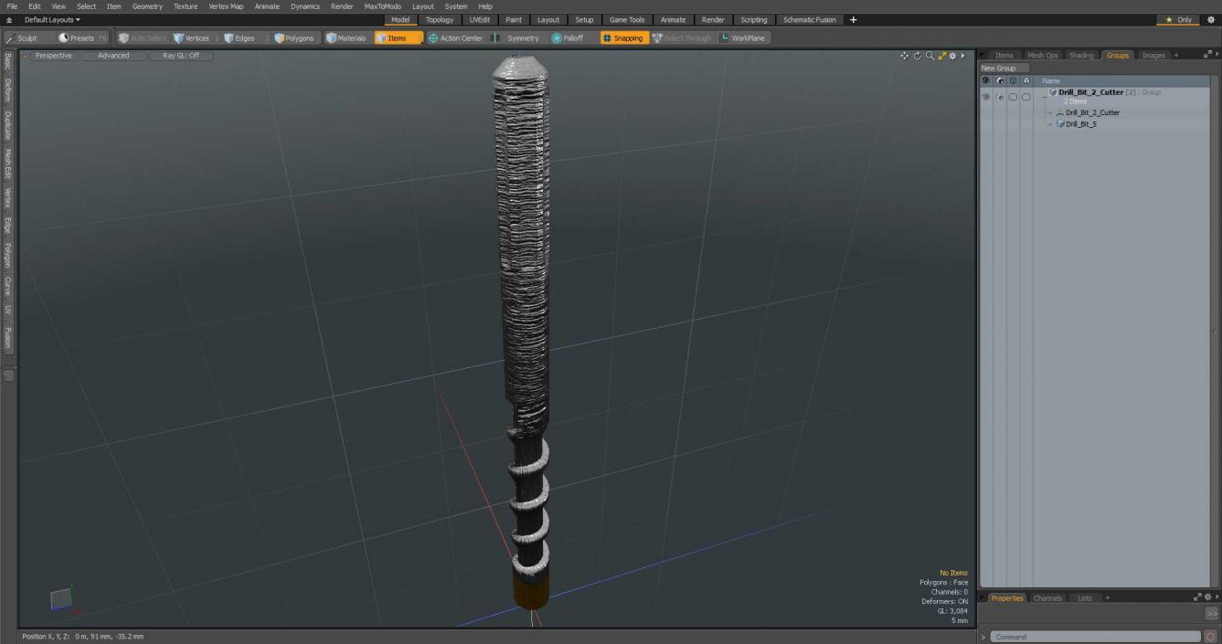 3D Drill Bit 2 Cutter model