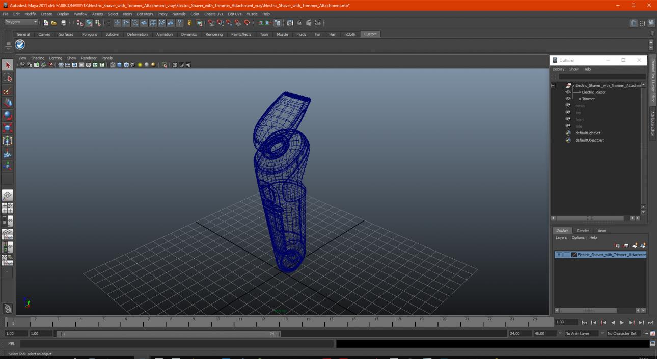 Electric Shaver with Trimmer Attachment 3D model