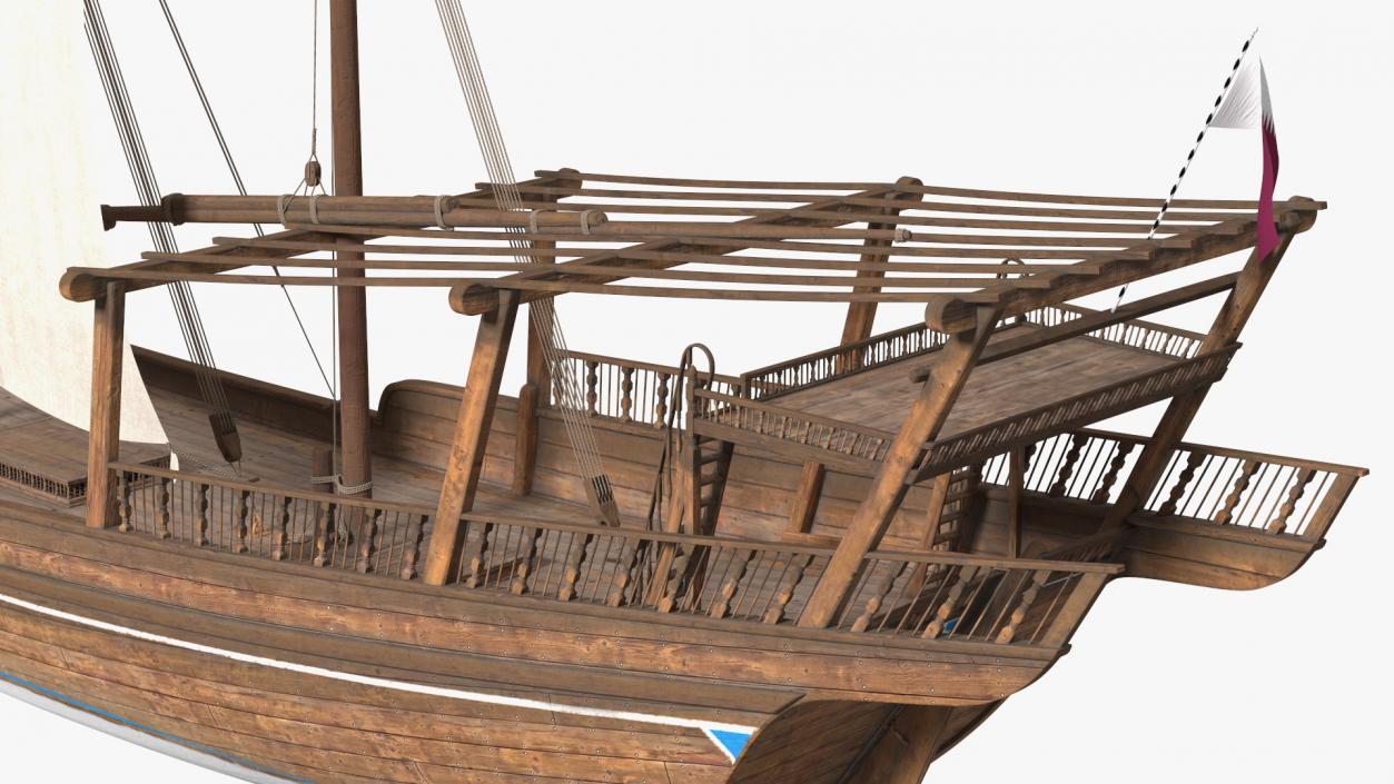 Traditional Wooden Qatar Boat 3D model