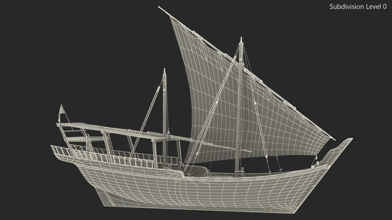 Traditional Wooden Qatar Boat 3D model