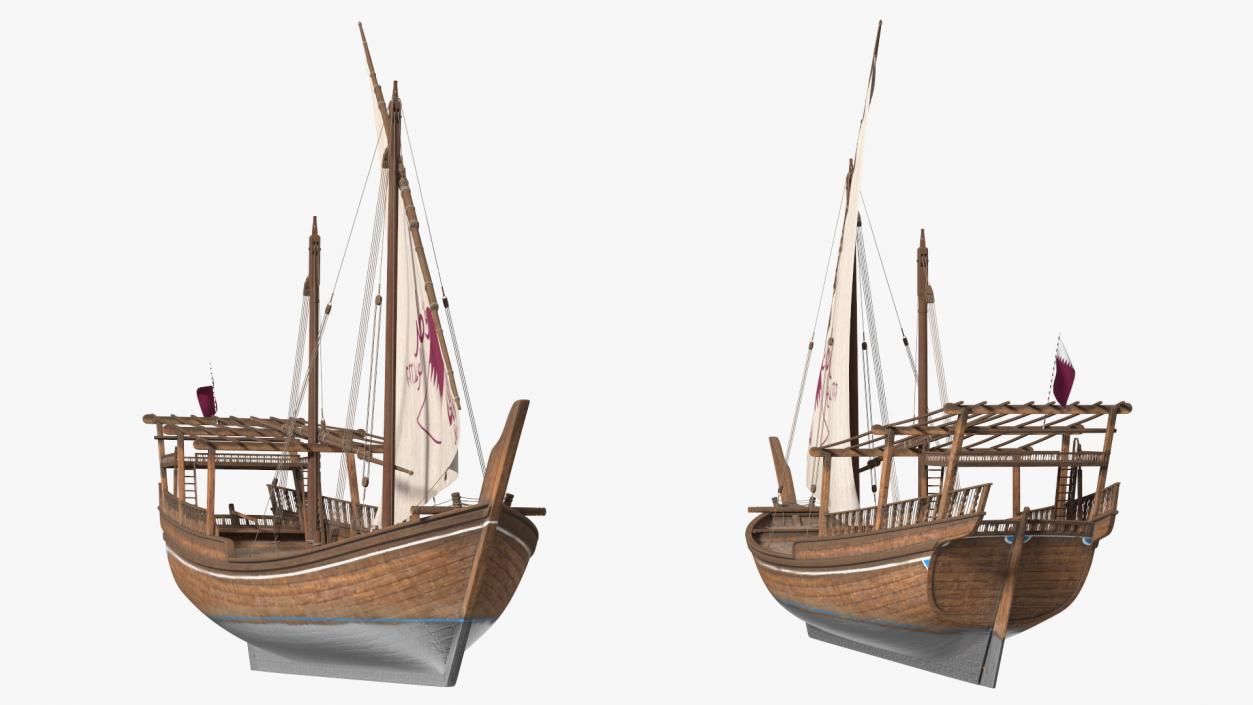 Traditional Wooden Qatar Boat 3D model