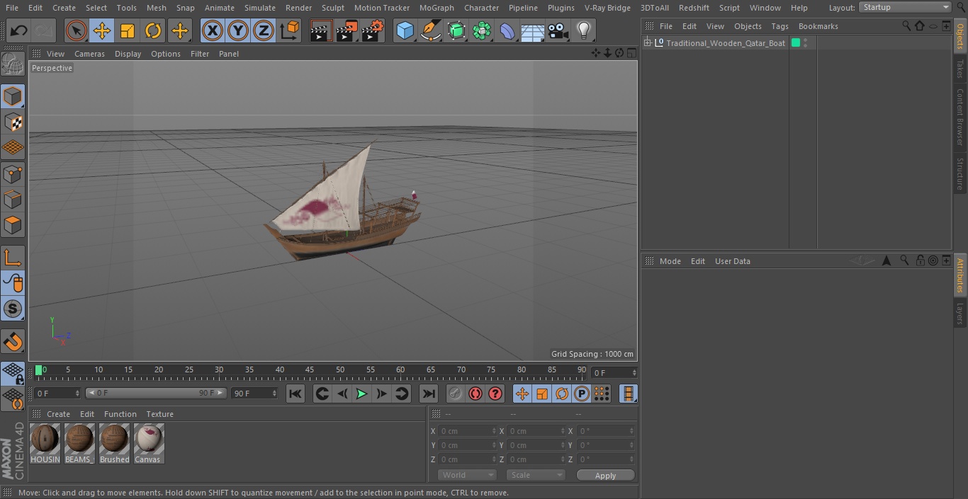 Traditional Wooden Qatar Boat 3D model