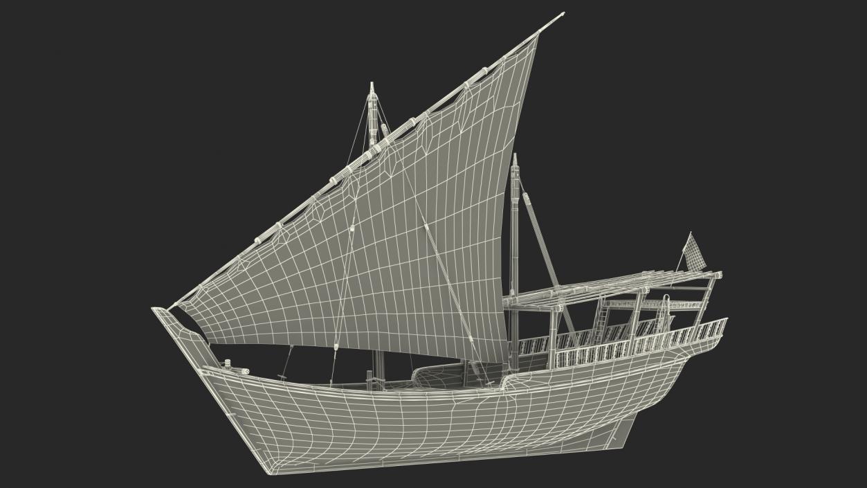 Traditional Wooden Qatar Boat 3D model