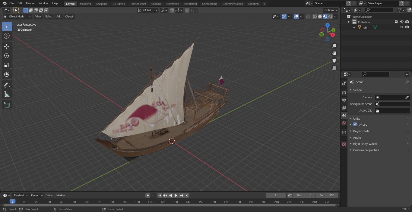 Traditional Wooden Qatar Boat 3D model