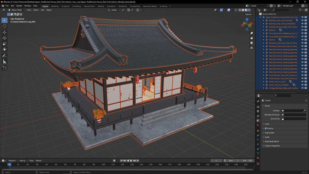 Japan Traditional House Dark Full Interior 3D