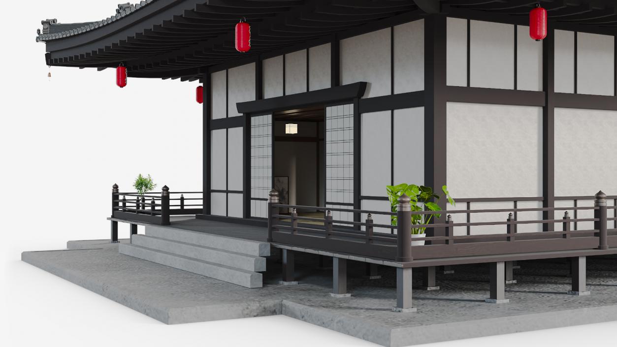 Japan Traditional House Dark Full Interior 3D