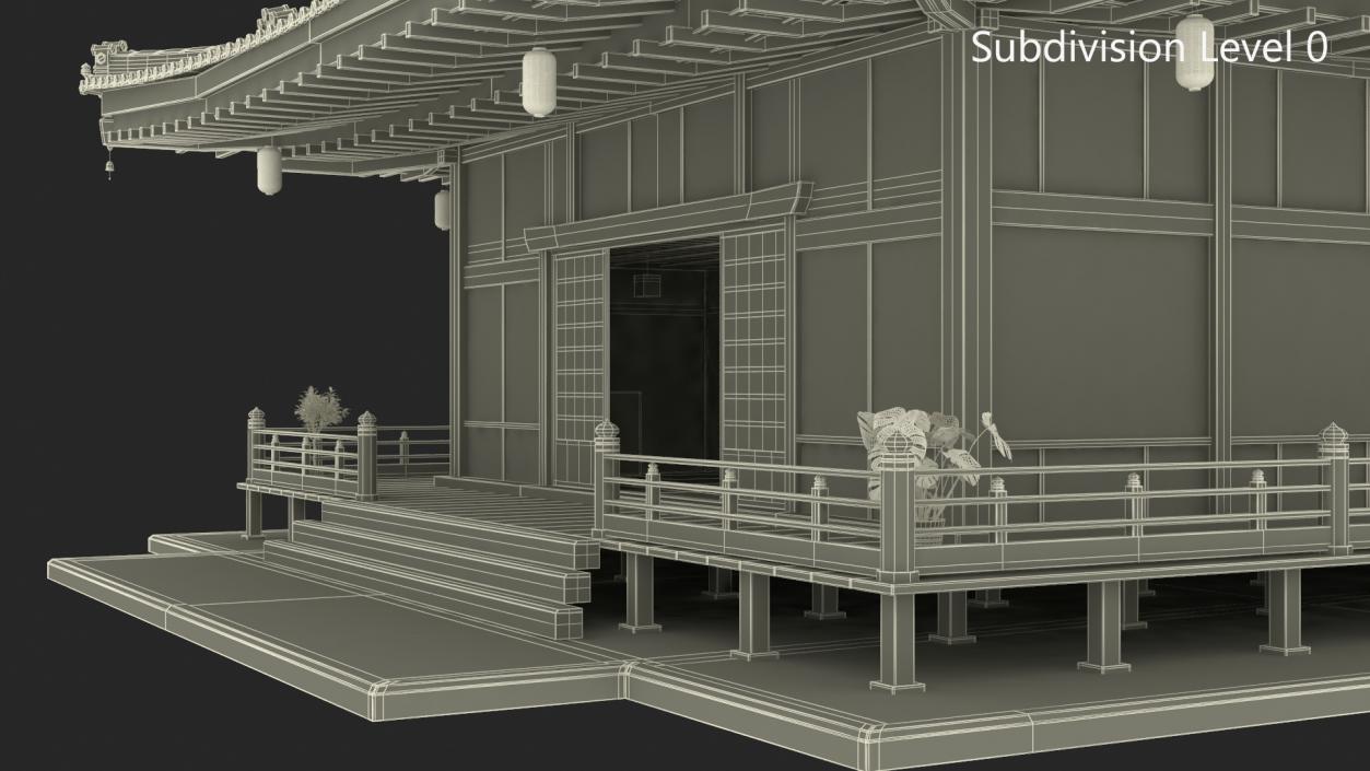 Japan Traditional House Dark Full Interior 3D