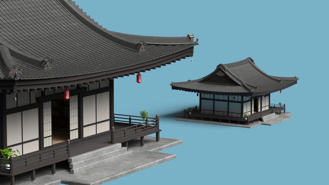 Japan Traditional House Dark Full Interior 3D