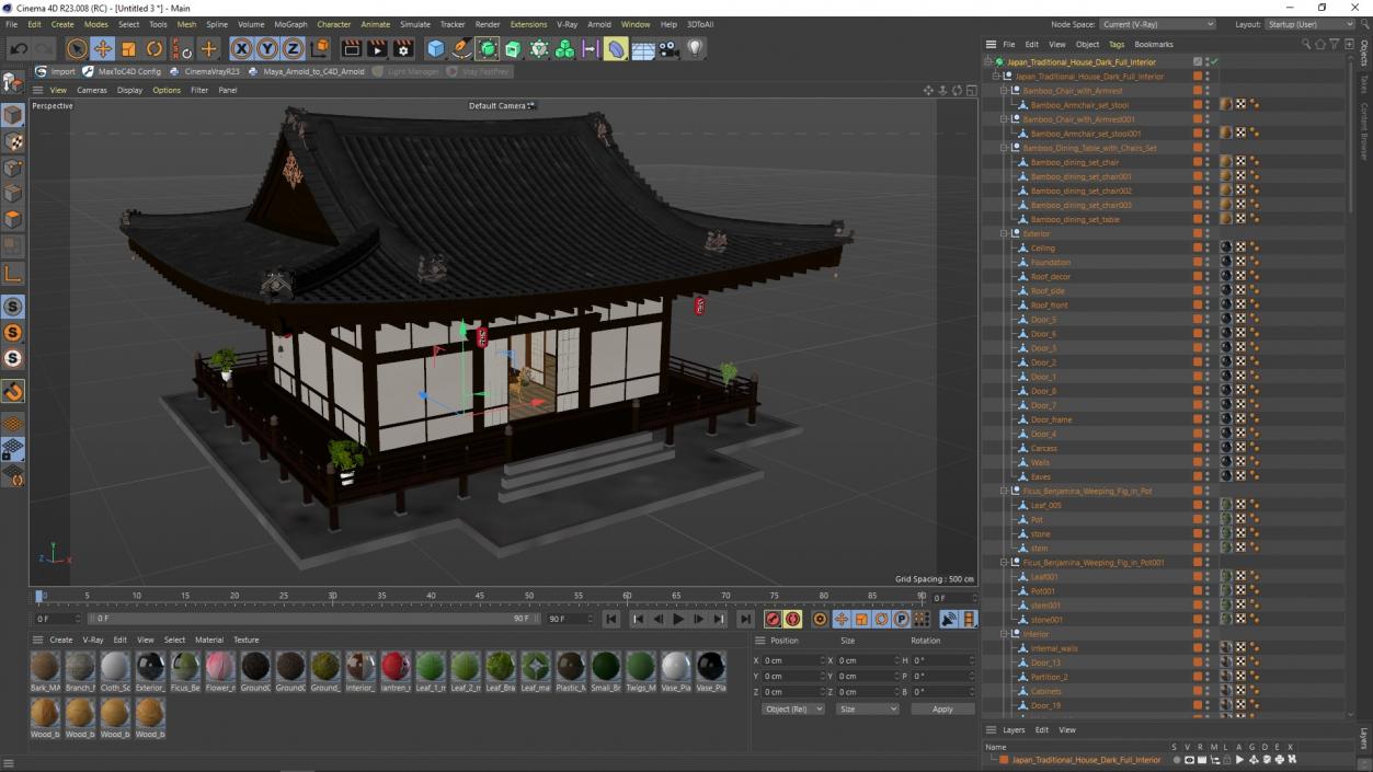 Japan Traditional House Dark Full Interior 3D