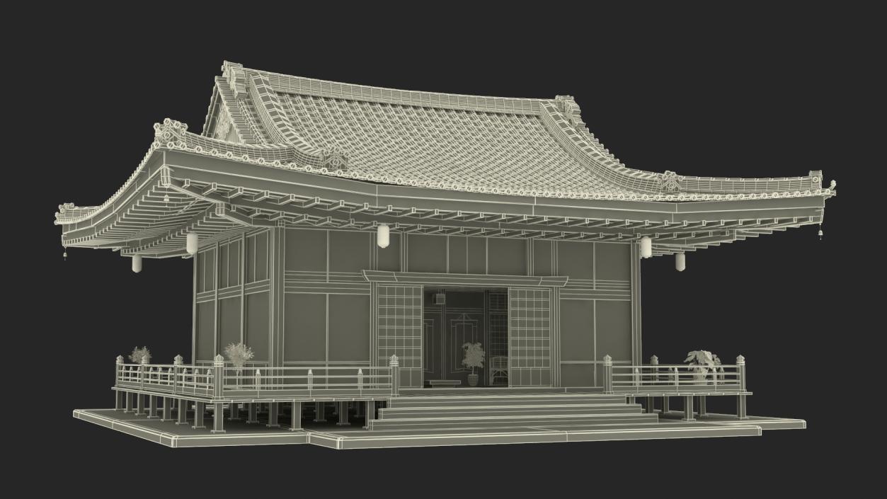 Japan Traditional House Dark Full Interior 3D