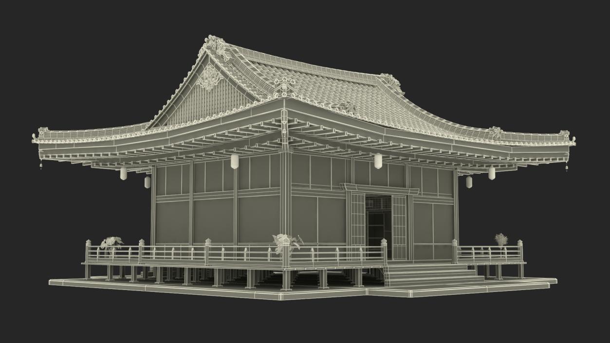 Japan Traditional House Dark Full Interior 3D